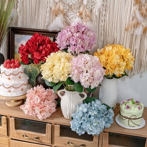 High Quality <b>Artificial</b> Real Touch Latex <b>Hydrangea</b> <b>Flower</b> Stem Large Head for Party Hotel Wedding Table Decorative <b>Flowers</b> Blue - Product Image 2
