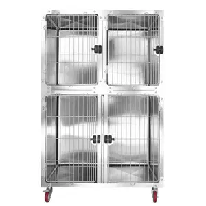 KA-509S Aeolus Fully 304 Stainless Steel Dog Cage with Rounded Corner Wire Animal Cage Stainless Steel Animal Cage