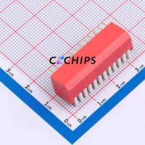 DSDP-12-R DIP Switch Through hole Component (THT) Switch Piano Key 12 2.54mm Red - Product Image 2