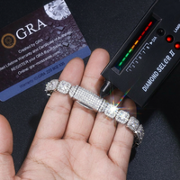 Bracelet chaîne en argent plaqué chrome rose avec moissanite VVS, design cœur, test diamant 100% positif