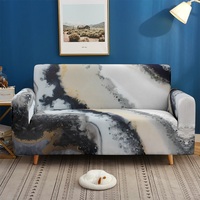 Housse de canapé extensible en marbre classique et tendance pour salon, design moderne, lavable en machine, comprend une housse de coussin