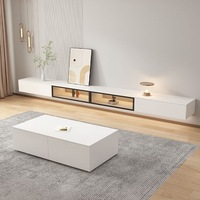 Meuble TV et Table Basse Modernes et Simples pour Salon, Meuble de Rangement Haut de Gamme au Design Léger et Luxueux, Meuble TV Suspendu