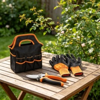 Kit d'outils de jardinage multifonctionnels, outils de jardin ergonomiques avec sac Oxford multi-poches pour la plantation de fleurs et de légumes