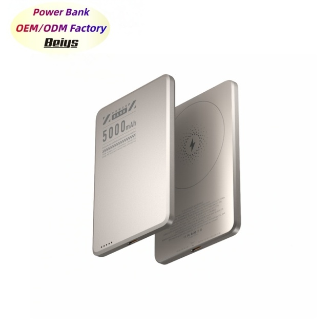 New Style Wireless Magnetic 5000mah Ultra-thin Bi-directional Fast Charge PD20W Wireless 15W Aluminum Alloy 5000 Mah Power Bank