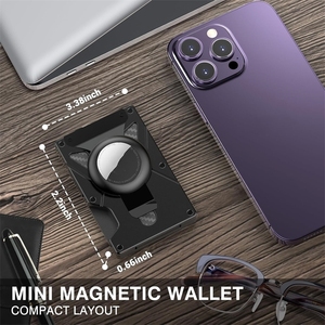 Portefeuille en métal aluminium pour homme avec support MagSafe et pince à billets, bloquant les signes de carte bancaire, pour <span class=keywords><strong>AirTag</strong></span> et cartes, compatible iPhone - Product Image 2
