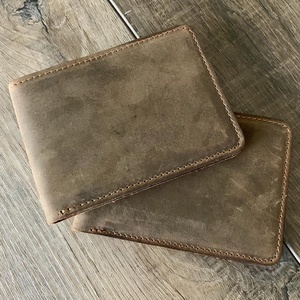 Cartera de Hombre de Cuero Genuino <span class=keywords><strong>Crazy</strong></span> <span class=keywords><strong>Horse</strong></span>, Diseño Retro de Lujo con Logotipo Personalizado, RFID, Corta y Abierta, Más Vendida - Product Image 2