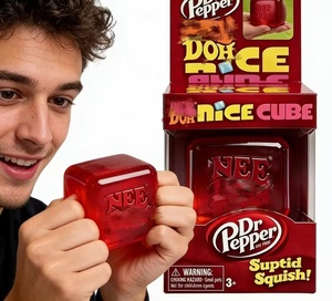 Transparent Red Ice Cube Squishy Stress Relief Toy Nice Cube Suptid Squish Gift for <b>Arcade</b> Display Desk Fidget Sensory Play - Product Image 1