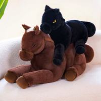 Coussin en peluche cheval noir pour se coucher - Coussin en peluche pour se reposer - Coussin de câlin extra large et super doux