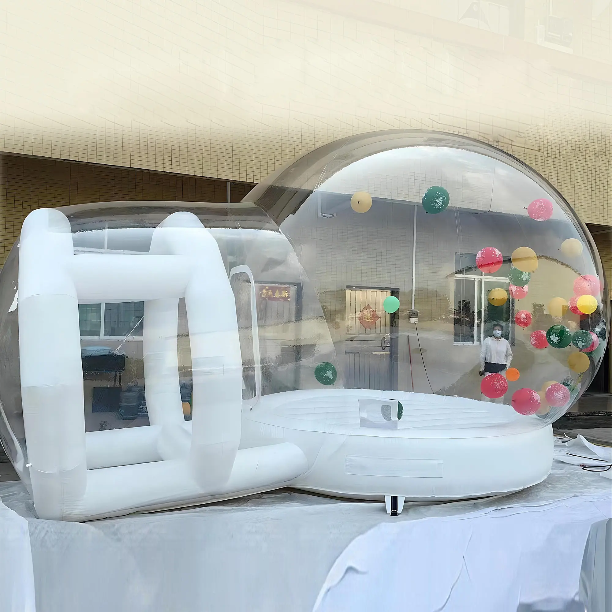 Inflatable Đảng Bong Bóng thư bị trả lại nhà bong bóng trong suốt lều với nền in Đường Hầm Blower và bơm