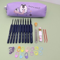 Kit de Couture et de Tricot Manuel DIY, avec Crochet en Acier Inoxydable à Manche Souple et Aiguille à Pull pour Laine, Emballé dans un Sac