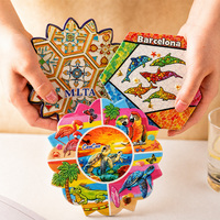 Sous-verres en céramique 3D style Mandala, mosaïque hexagonale vibrante, sous-verres absorbants en pierre pour la décoration de la maison, souvenir de voyage, cadeau