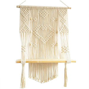 Estante colgante de pared de macramé estilo bohemio arte de pared flotante tejido a mano para decoración del hogar para sala de estar o baño - Product Image 6