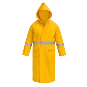 Impermeable Largo Amarillo para <span class=keywords><strong>Trabajadores</strong></span> <span class=keywords><strong>de</strong></span> Saneamiento, <span class=keywords><strong>de</strong></span> PVC y Poliéster, con Banda Reflectante, para Protección Laboral - Product Image 1