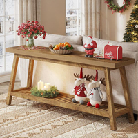 Table en bois vintage faite à la main en bois massif rustique Farmhouse Table console décorative à 2 niveaux avec coin étroit