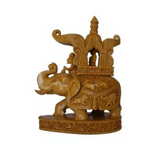 Figura de elefante Hoda Base tallada en madera blanca, arte popular hecho a mano, decoración para el hogar, de 4 a 12 pulgadas, WWAM 104 - Product Image 1