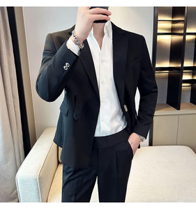 Abiti da uomo in stile autunno britannico pantaloni giacca Casual 2 pezzi abito da sposa abito da lavoro cappotto <span class=keywords><strong>Costume</strong></span> da smoking da banchetto sociale - Product Image 3