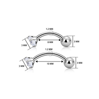 Perhiasan Tubuh Titanium G23 ASTM F136 untuk Fashion, Anting Tindik Alis, Septum, dan Hidung