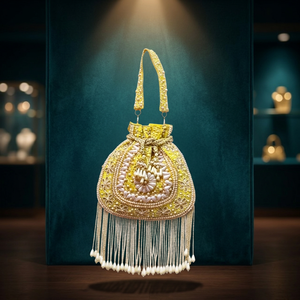 Elegante Bolso de Mano con Cuentas, Ecológico, Ligero, con Flecos de Perlas y Correa para el Hombro, para Fiestas y Bodas - Product Image 2