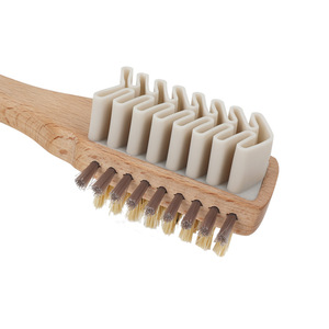 Ensemble de brosses à chaussures Yingte, 2 pièces, manche en bois, nettoyage du daim et du cuir, avec boucle de suspension, pour le soin des baskets et des chaussures - Product Image 2
