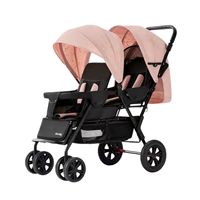 Poussette double en métal pour deux enfants, sièges avant et arrière entièrement inclinables, pliable et portable, idéale pour les voyages en extérieur