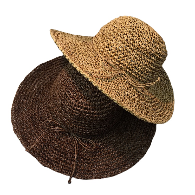 Новейший стиль, Высококачественная женская соломенная шляпа с широкими полями, вязаная соломенная шляпа с бантом