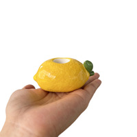 Schattig citroenvormig keramiek kaarsenhouder mini fruit citroen kaarsenstandaard felgele citroen tafeldecoratie