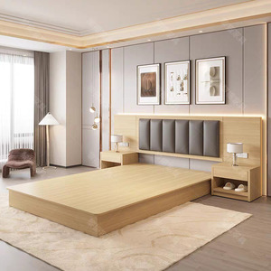 Nouvelle arrivée d'ensembles de chambre à coucher mobilier d'hôtel cinq étoiles lit double Tatami en bois moderne design lit King Size - Product Image 4