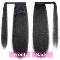 Extensions de cheveux synthétiques longues et lisses, queue de cheval à clipser, postiches de cheveux, queue de cheval Yaki à enrouler