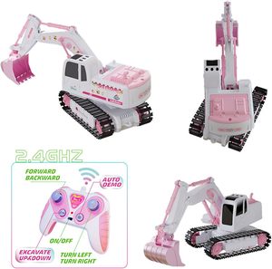 Pelle RC Dwi Dowellin rose, jouet <span class=keywords><strong>de</strong></span> véhicule <span class=keywords><strong>de</strong></span> construction RC 6 canaux 2.4Ghz, jouet d'excavatrice 1:24 avec musique légère et autocollants <span class=keywords><strong>de</strong></span> bricolage - Product Image 3