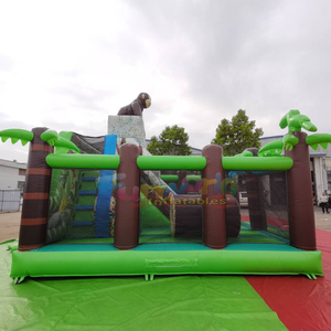 Structure gonflable géante pour enfants, château gonflable commercial avec toboggan, thème jungle - Product Image 2