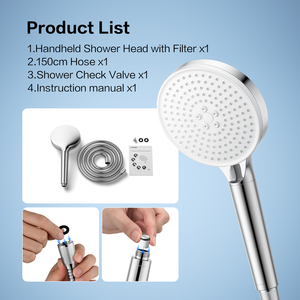 Pommeau de douche à main filtrant haute pression à 5 jets avec flexible en acier inoxydable pour eau dure - Product Image 2