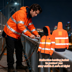 سترة عمل قماشية شتوية مخصصة للرجال بتصميم غير رسمي مقاوم للماء بطارية USB ساخنة سترة عاكسة هاي فيس - Product Image 2