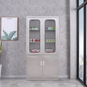 Prix d'usine en gros <span class=keywords><strong>Armoire</strong></span> de stockage de médicaments en acier inoxydable à 2 portes <span class=keywords><strong>avec</strong></span> fenêtre en verre pour <span class=keywords><strong>pharmacie</strong></span> et hôpitaux - Product Image 1