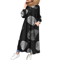 Abaya vintage ethnique pour femmes en coton à manches longues, col montant, grande taille, faite à la main, coupe ample, style culturel