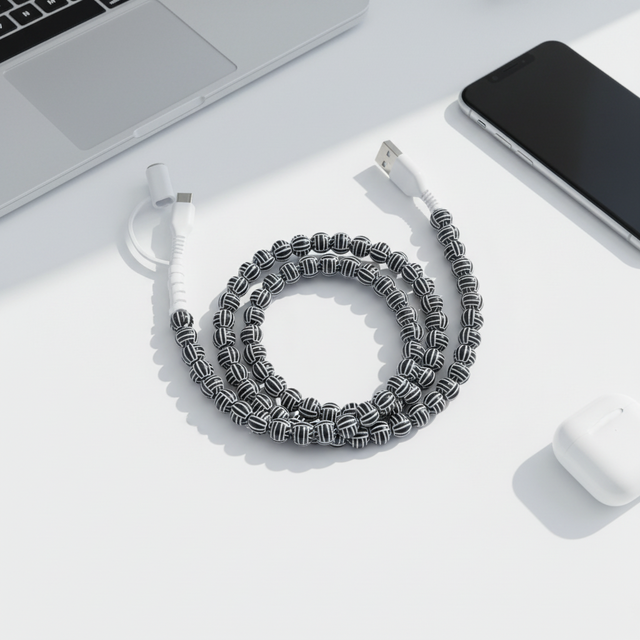 Custom Logo Durable Braid Volleyball Beaded Type-C Car Phone Charging Cable Fast Charging for Computer Mobile Phones Wholesale