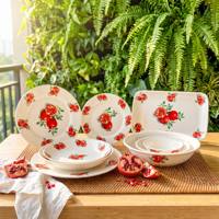 Service de table en céramique à motif grenade, assiettes et bols en porcelaine blanche