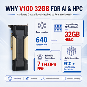 การ์ดเร่งประมวลผล V100 PCIe 32GB HBM2 GPU Accelerator PCIe 3.0 x16 สำหรับเซิร์ฟเวอร์ AI Deep Learning และการประมวลผลกราฟิก - Product Image 4