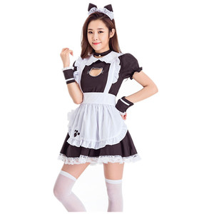 Tenue de demoiselle d'honneur sur le thème du chat, Costume de Cosplay Anime noir et blanc 9090 pour jeu de rôle, robe féminine - Product Image 3