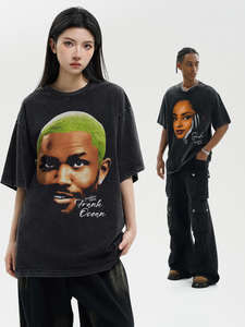 T-shirt Casual a mezza manica con stampa retrò da uomo <span class=keywords><strong>Rap</strong></span> estivo pesante da 300 grammi di cotone 100% a maniche corte con vecchio colletto piccolo - Product Image 5