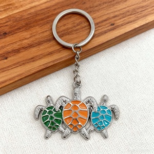 Porte-clés en métal personnalisé avec logo, souvenir de plage, tortue, ornement, pendentif, porte-clés en métal mignon de dessin animé - Product Image 2