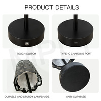 Lampu Tidur LED Desain Daun Kontemporer, Dapat Diredupkan, Sensor Sentuh, Lampu Malam, Dapat Diisi Ulang USB, Lampu Meja Dekoratif yang Nyaman