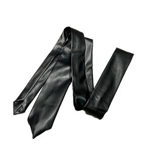 Corbata de Cuero Negra de Color Sólido, Estrecha, Informal, para Hombre y Mujer, Accesorio de Moda - Product Image 5