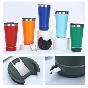 Taza de Café Térmica de Acero Inoxidable de 16 oz Personalizada con Tapa para Altavoz Bluetooth, Regalos Empresariales Creativos - Product Image 6