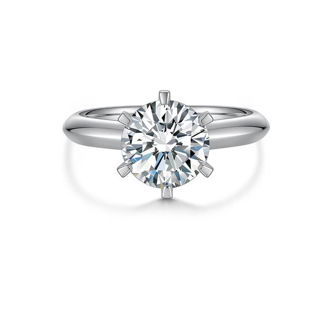 Classic 6 Prong Brilliant Cut Lab Grown Diamond IGI Certified PT950 Platinum Plain Band Custom Made Engagement Ring Viti Brand