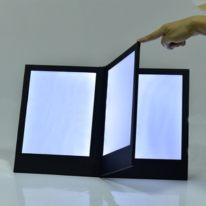 Menú Digital LED Recargable para Escritorio, para Hostelerí<span class=keywords><strong>a</strong></span> y Catering, Menú de Cuero A4 de Tres Caras - Product Image 2