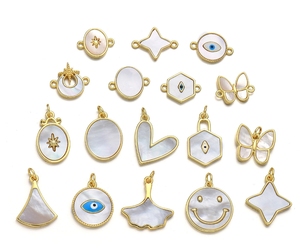 Eco Brass 18k Gold Plated Small Charm Mother <strong>Pearl</strong> Jewelry Accessory For DIY Custom Charm <strong>Pendant</strong> For <strong>Necklace</strong> Bracelet - Product Image 1