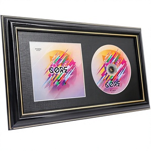 GMFrames Rectangular Wood <strong>CD</strong> Display <strong>Frame</strong> with Easel Back and Real Glass for Wall/Tabletop Black Mat Music Lover Gift - Product Image 1