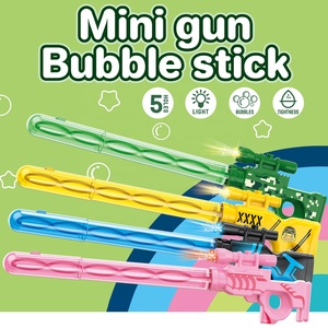 12 pezzi set 38.5cm water soap bubble stick 5 fori light up gun shape bubble wands toy for kids outdoor blow bubbles con luci - Product Image 2