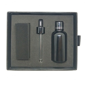 Custom logo Beard Oil Packaging 30 ml Tincture Black Frosted Glass <b>Dropper</b> <b>Bottle</b> with Essential Oil Packaging Box - Product Image 1