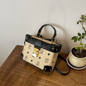 High-End Women's Retro Print <b>Small</b> Square <b>Box</b> Bag Stylish Handheld Cross-body Shoulder Bag with Polyester Lining.8012 - Product Image 4
